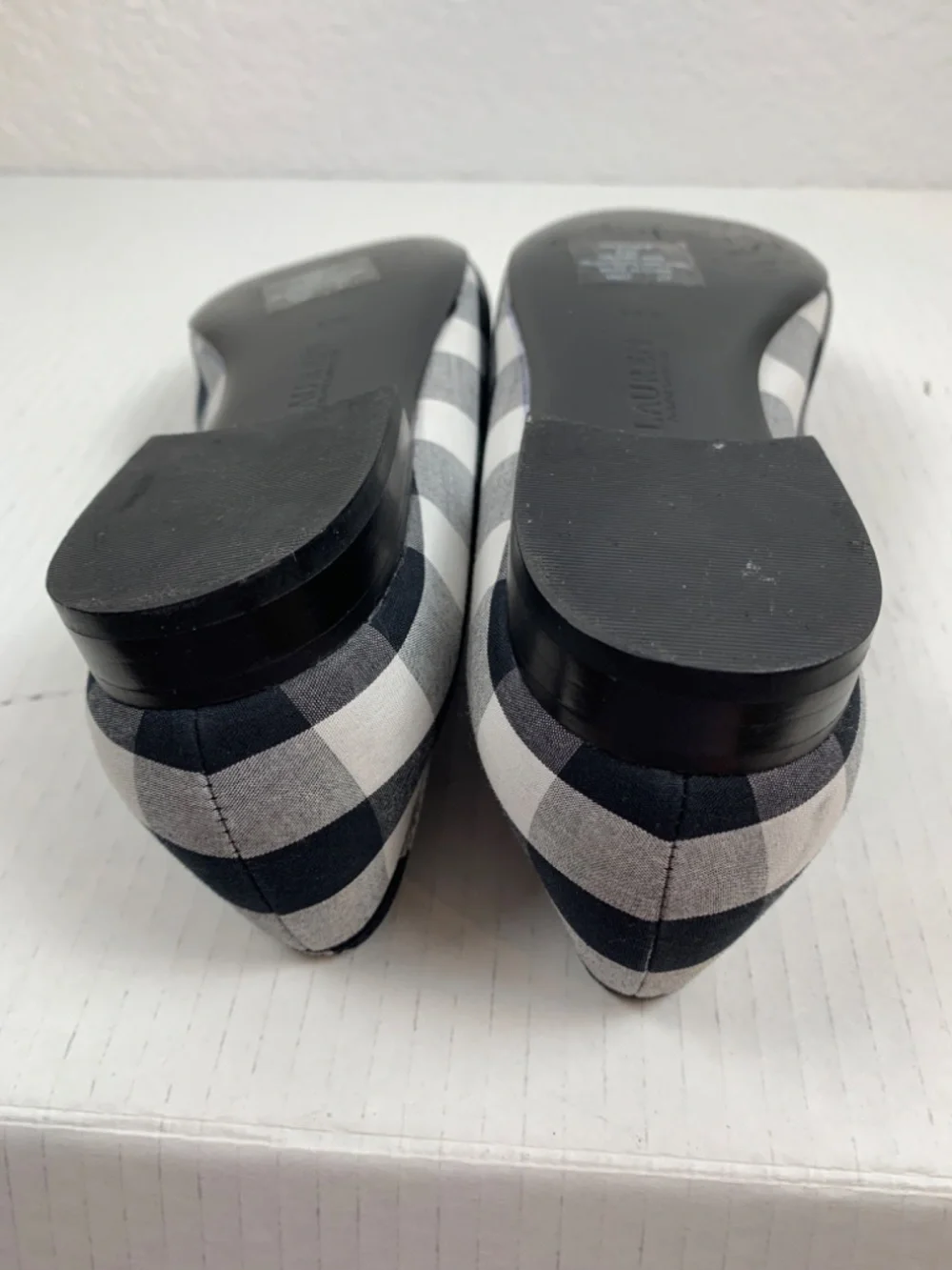 Lauren Ralph Lauren Women's Coleena III Loafer Size 8.5B Black White Gingham